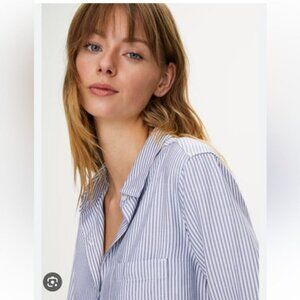 Aritzia Sunday Best Montana Blue Striped Boyfriend Button Down Shirt Size Medium